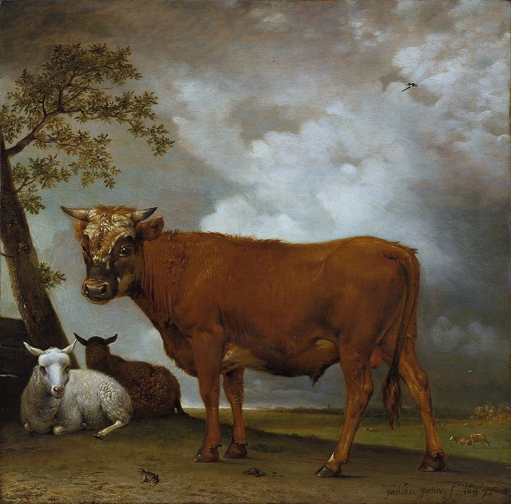 Un giovane toro in un paesaggio